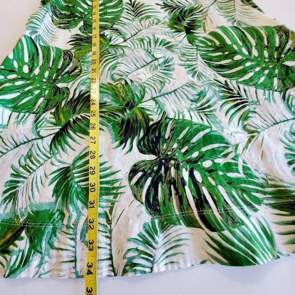 2525 * Tahari 100% Linen Tropical Palm Print Mini Dress Green White Size S - Picture 8 of 8